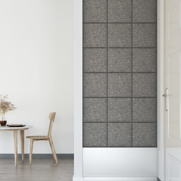 vidaXL Väggpaneler 12 st ljusgrå 30x30 cm tyg 1,08 m² Grå