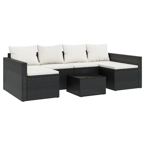 vidaXL Loungegrupp med dynor 2 delar svart konstrotting Svart