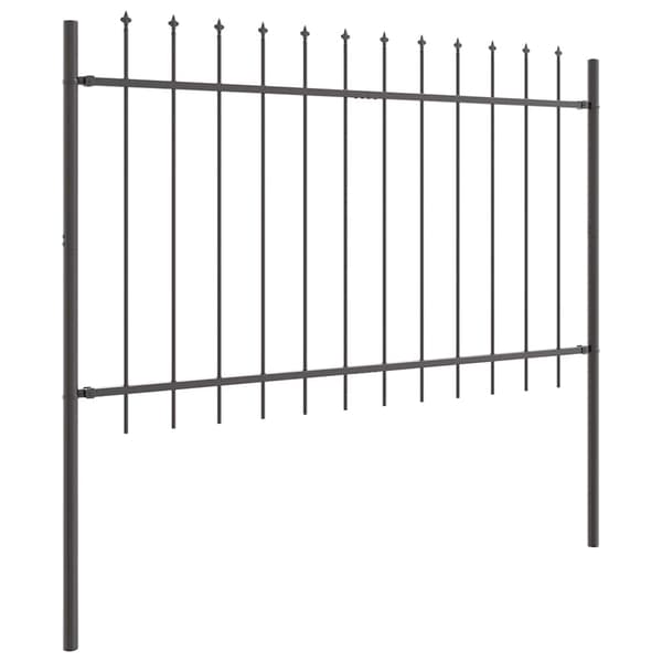 vidaXL Trädgårdsstängsel 7 pcs Grå 11,9 x 1,2 m Pulverlackerad stål Grå