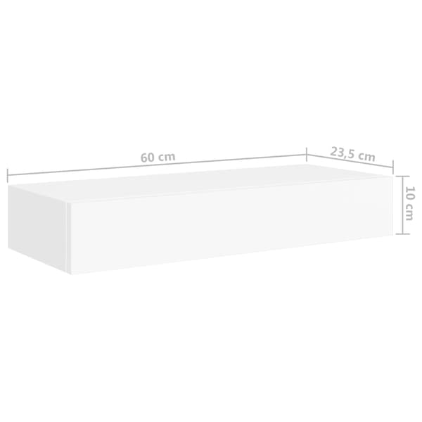 vidaXL Väggmonterad låda vit 60x23,5x10 cm MDF Vit