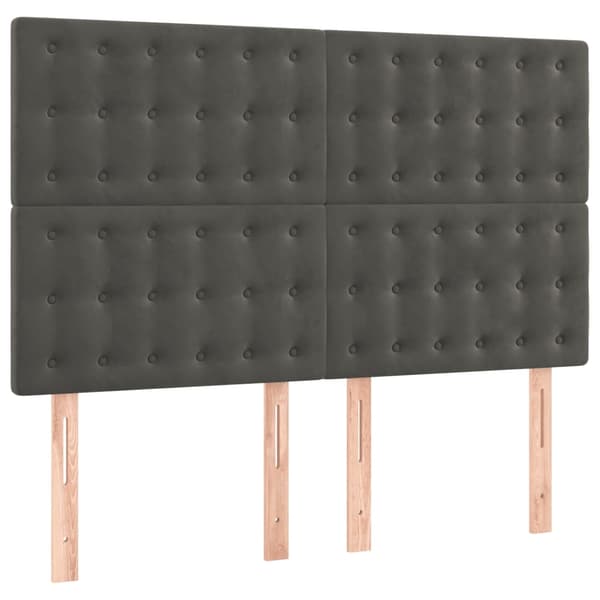 vidaXL Ramsäng med madrass mörkgrå 140x190 cm sammet Grå