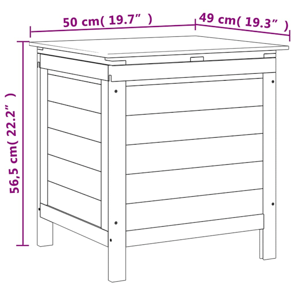 vidaXL Dynbox brun 50x49x56,5 cm massivt granträ Brun