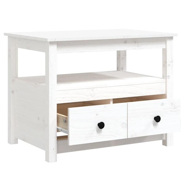 vidaXL Soffbord vit 71x49x55 cm massiv furu Vit