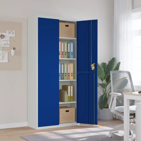 vidaXL Dokumentskåp ljusgrå och blå 90x40x200 cm stål Grå