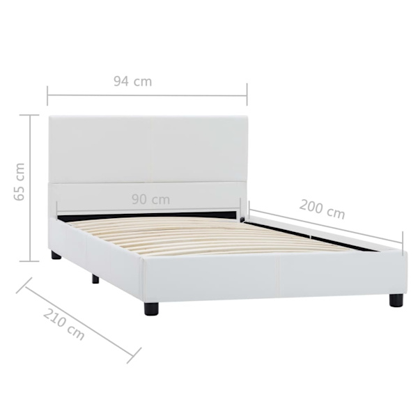 vidaXL Sängram vit konstläder 90x200 cm Vit