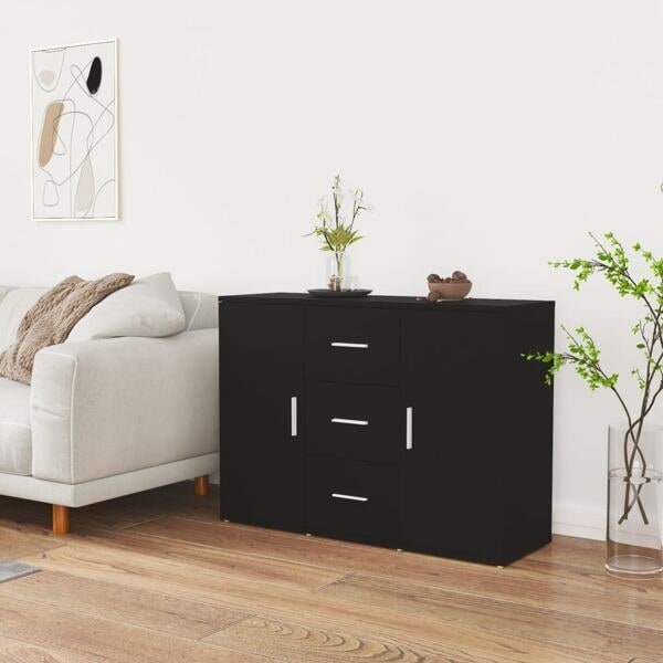 vidaXL Skänk svart 91x29,5x65 cm konstruerat trä Svart