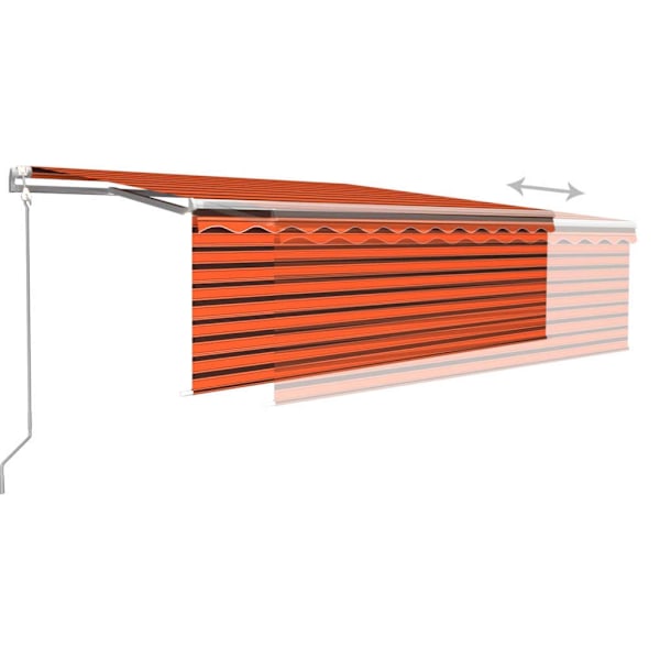 vidaXL Automatisk infällbar markis med rullgardin 4,5x3m orange/brun Orange