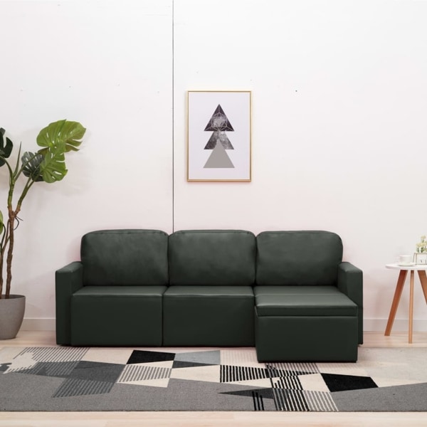 vidaXL Bäddsoffa modulär 3-sits grå konstläder grå