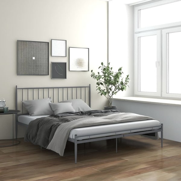 vidaXL Sängram grå metall 200x200 cm grå