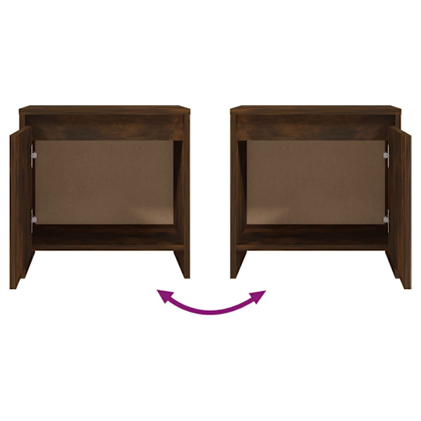 vidaXL Sängbord 2 st rökfärgad ek 45x34x44,5 cm konstruerat trä Brun