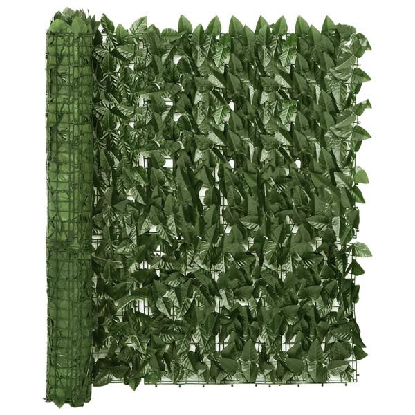 vidaXL Balkongskärm mörkgröna blad 600x100 cm Grön