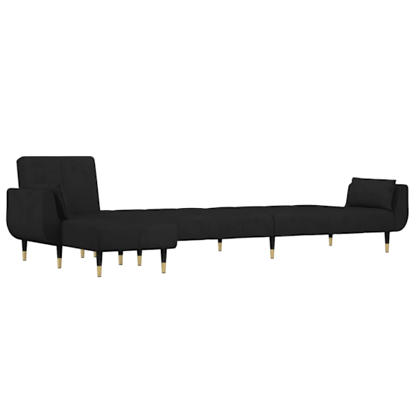 vidaXL L-formad bäddsoffa svart 275x140x70 cm sammet Svart