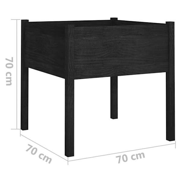vidaXL Odlingslådor 2 st svart 70x70x70 cm massiv furu Svart