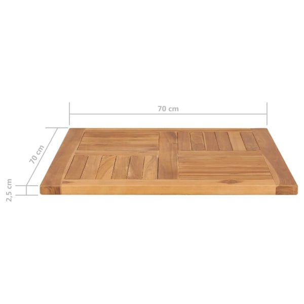 vidaXL Bordsskiva massiv teak 70x70x2,5 cm Brun