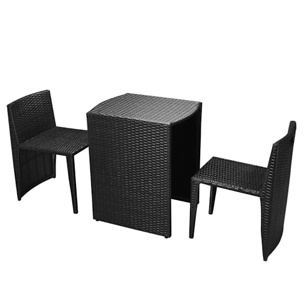 vidaXL Cafégrupp med dynor 3 delar konstrotting svart Svart