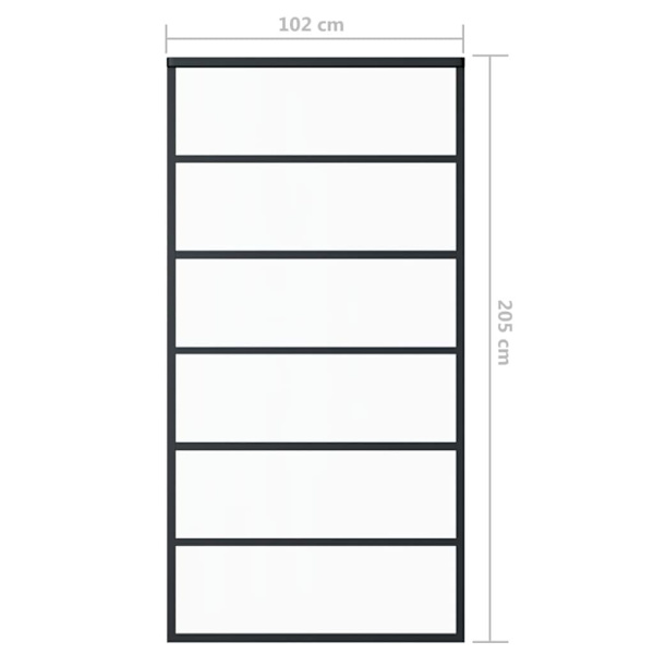 vidaXL Skjutdörr ESG-glas och aluminium 102x205 cm svart Svart