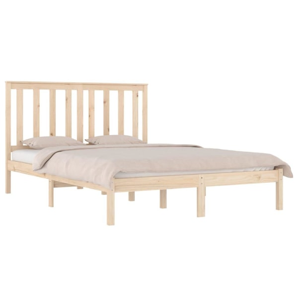 vidaXL Sängram massiv furu 140x190 cm Brun