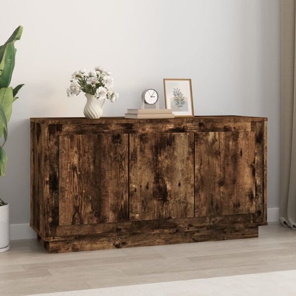 vidaXL Byrå rökfärgad ek 102x35x55 cm konstruerat trä Brun