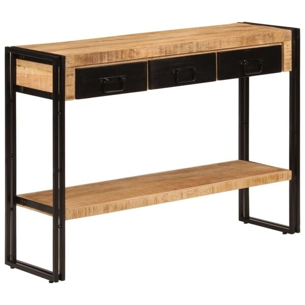 vidaXL Konsolbord 110x30x76 cm massivt mangoträ Svart