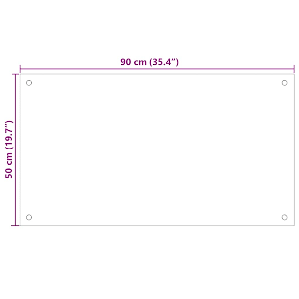 vidaXL Stänkskydd transparent 90x50 cm härdat glas Transparent