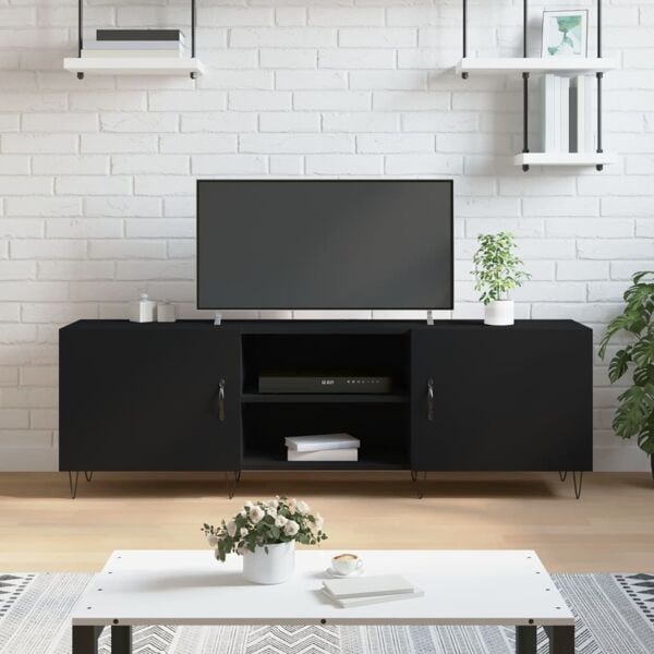 vidaXL Tv-bänk svart 150x30x50 cm konstruerat trä Svart