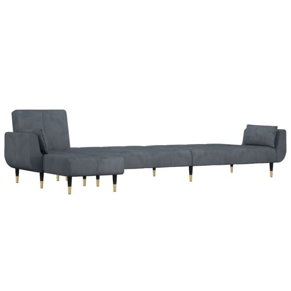 vidaXL L-formad bäddsoffa mörkgrå 275x140x70 cm sammet Grå