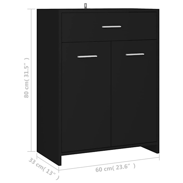 vidaXL Badrumsskåp svart 60x33x80 cm konstruerat trä Svart
