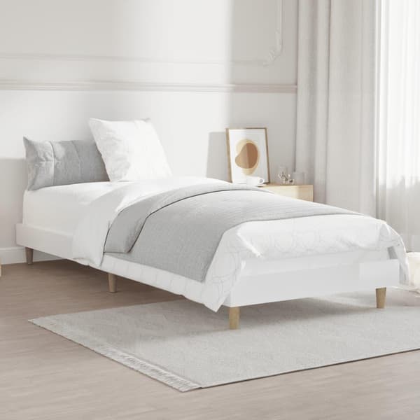 vidaXL Sängram vit högglans 75x190 cm konstruerad trä Vit