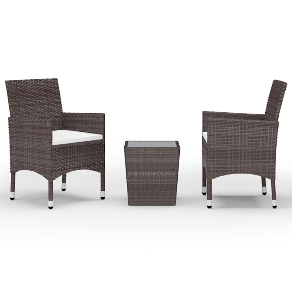 vidaXL Caféset 3 delar konstrotting och härdat glas brun Brun
