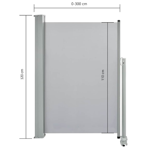 vidaXL Infällbar sidomarkis 120 x 300 cm grå grå