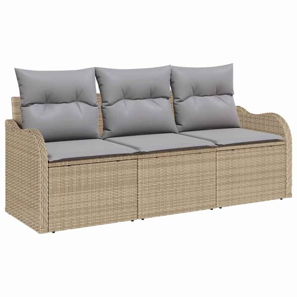 vidaXL Trädgårdsoffset 3 st Beige Poly rattan Beige