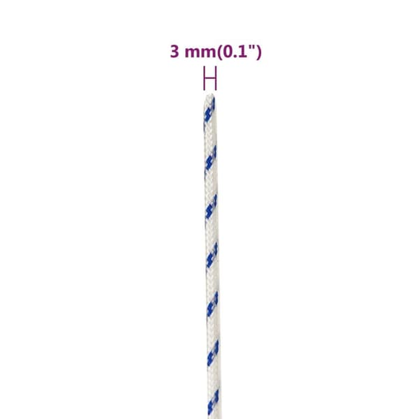 vidaXL Båtlina vit 3 mm 100 m polypropylen