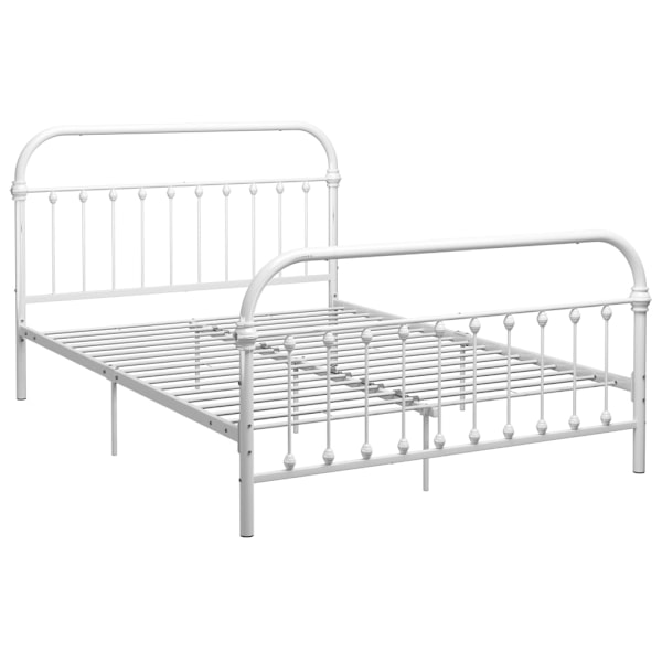 vidaXL Sängram utan madrass med huvudgavel vit 160x200 cm metall Vit