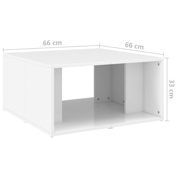 vidaXL Soffbord 4 delar vit högglans 33x33x33 cm konstruerat trä Vit