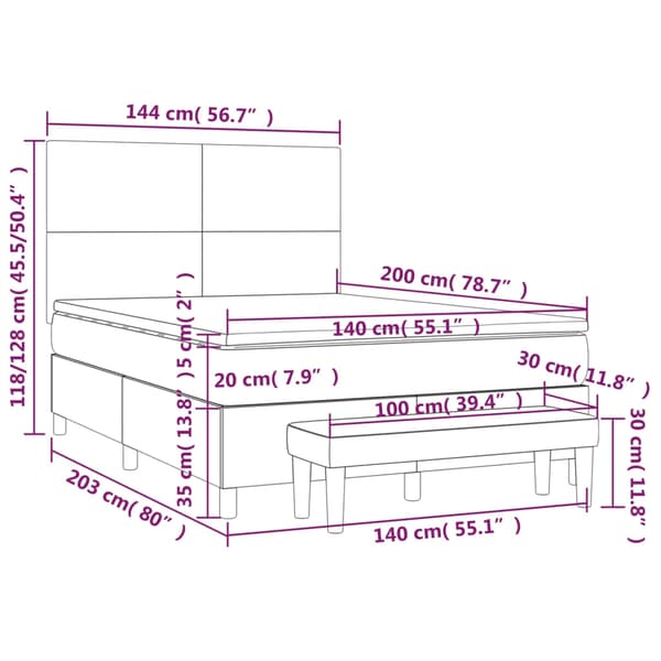 vidaXL Ramsäng med madrass mörkblå 140x200 cm sammet Blå