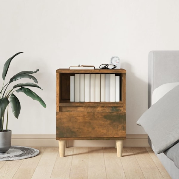 vidaXL Sängbord 2 st Rökfärgad ek 40x35x50 cm Brun
