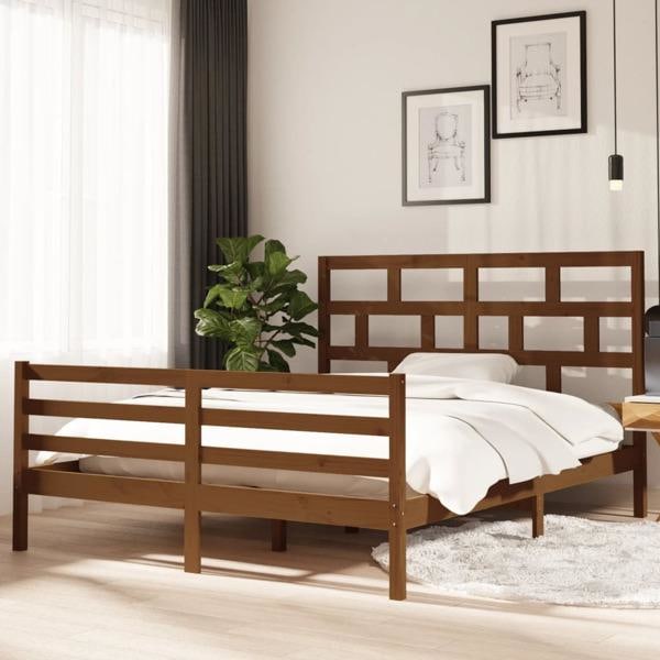 vidaXL Sängram honungsbrun massiv furu 160x200 cm Brun
