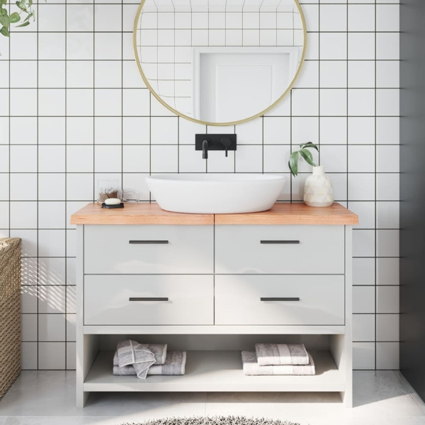 vidaXL Bänkskiva badrum ljusbrun 120x30x(2-4) cm behandlat massivt trä Brun
