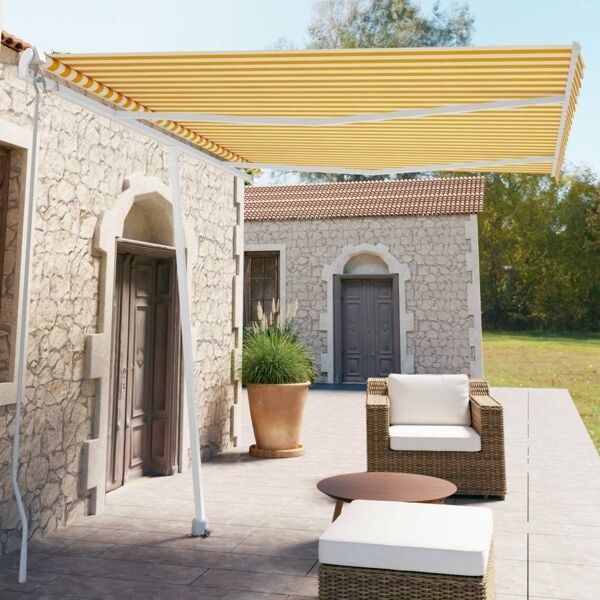 vidaXL Fristående markis manuellt infällbar 350x250 cm gul/vit Gul