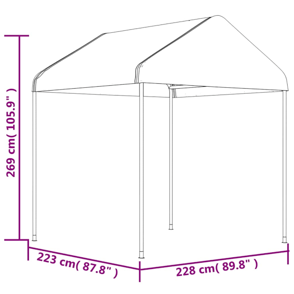 vidaXL Paviljong med tak vit 6,69x2,28x2,69 m polyeten Vit