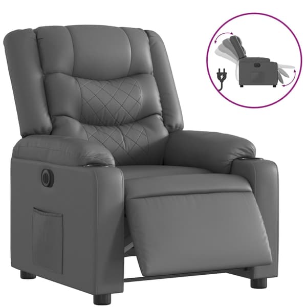 vidaXL Elektrisk reclinerfåtölj grå konstläder Grå