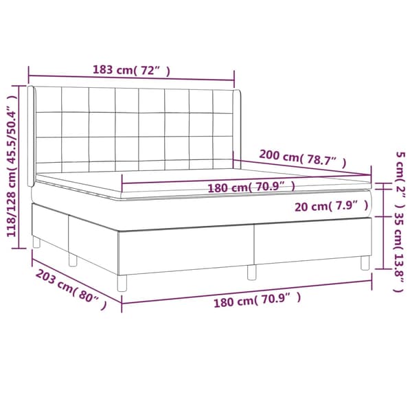 vidaXL Ramsäng med madrass mörkgrå 180x200 cm tyg Grå