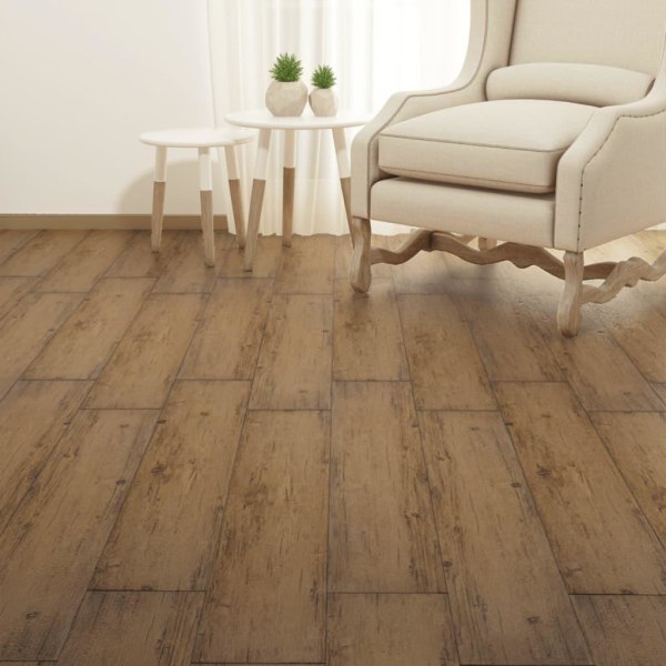 vidaXL Ej självhäftande PVC-golvplankor 4,46 m² 3 mm valnötsbrun Brun