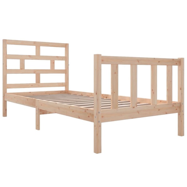 vidaXL Sängram massiv furu 90x200 cm Brun
