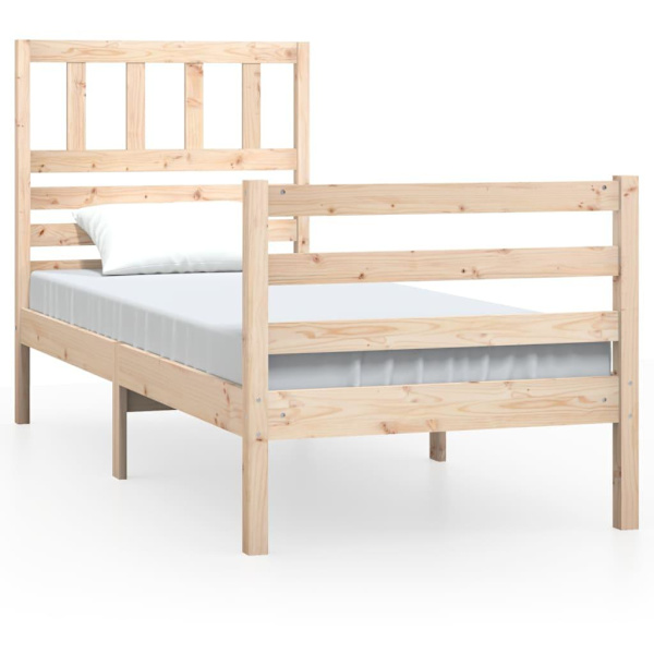 vidaXL Sängram massivt trä 75x190 cm Brun