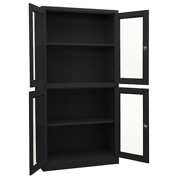 vidaXL Dokumentskåp antracit 90x40x180 cm stål och härdat glas Antracit