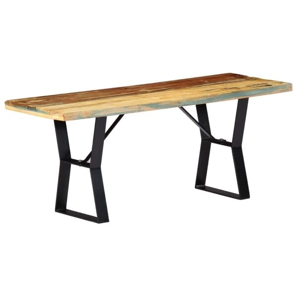 vidaXL Bänk 110 cm massivt återvunnet trä multifärg