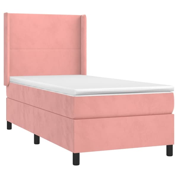vidaXL Ramsäng med madrass rosa 90x200 cm sammet Rosa
