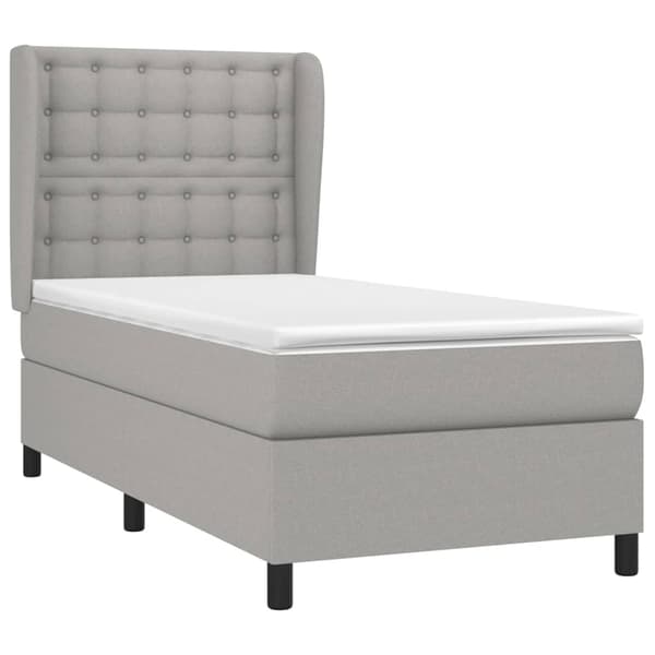 vidaXL Ramsäng med madrass ljusgrå 100x200 cm tyg Grå