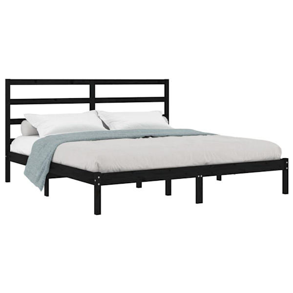 vidaXL Sängram svart massiv furu 200x200 cm Svart